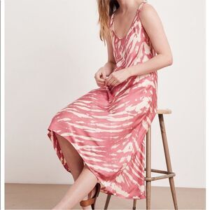 Velvet by Graham & Spencer Satin Slip Midi Dress in Pink and Cream Tie Dye - XL